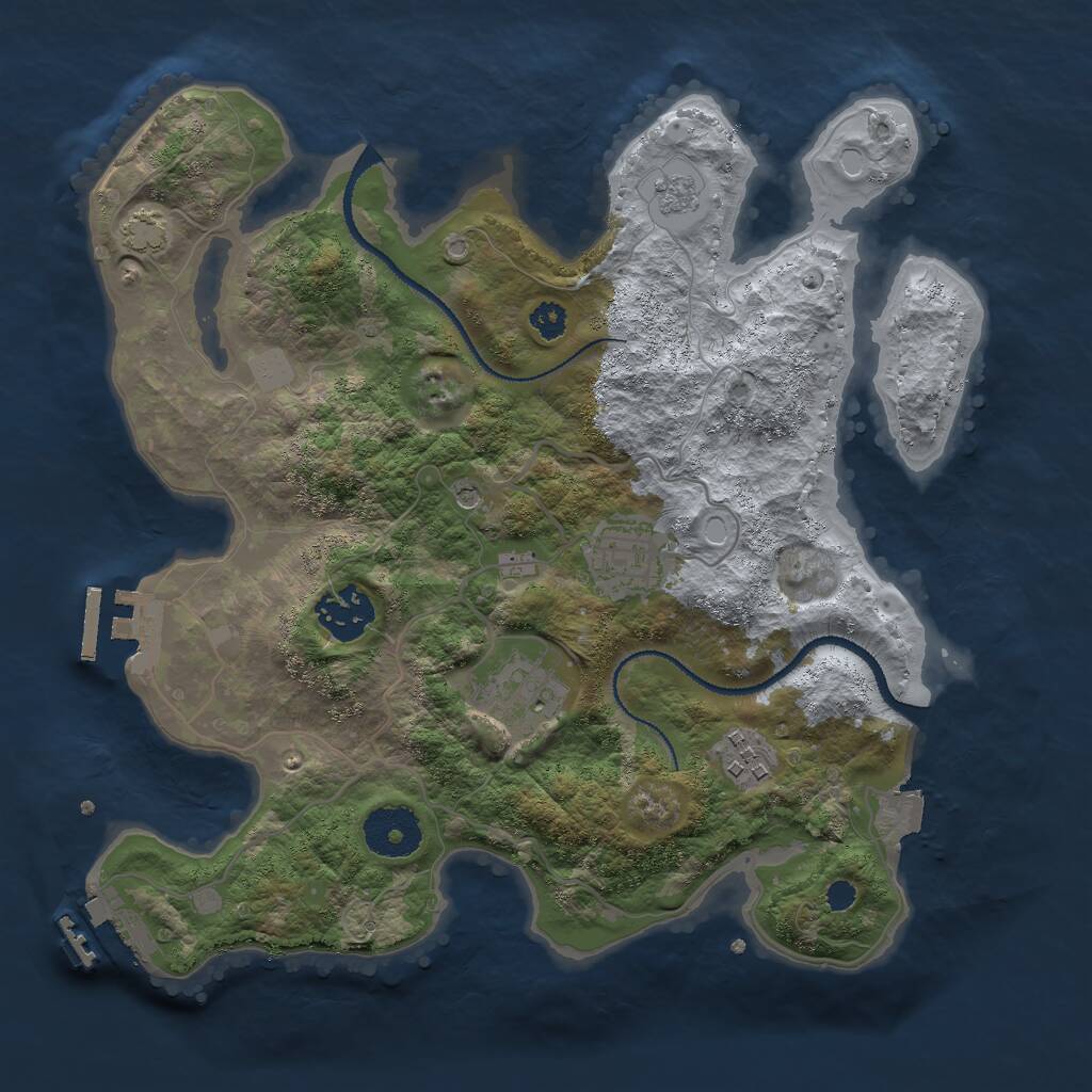 Rust Map: Procedural Map, Size: 3000, Seed: 4936, 10 Monuments
