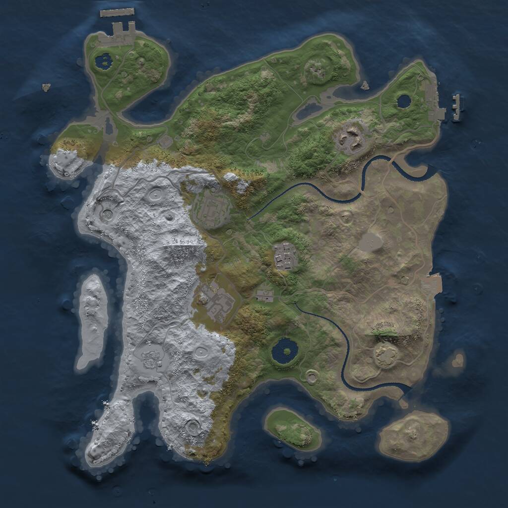 Rust Map: Procedural Map, Size: 3000, Seed: 30670, 10 Monuments