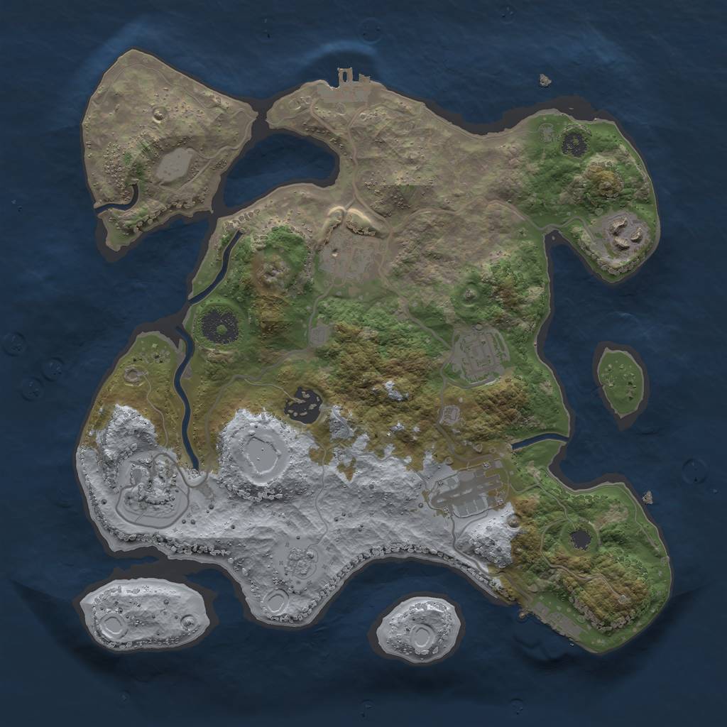 Rust Map: Procedural Map, Size: 3000, Seed: 7096, 12 Monuments