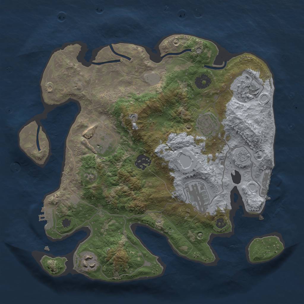 Rust Map: Procedural Map, Size: 3000, Seed: 19259, 12 Monuments