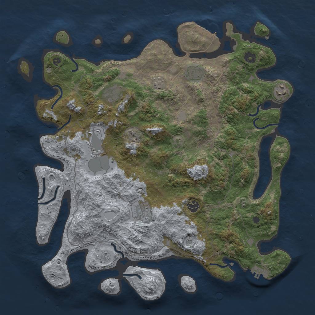Rust Map: Procedural Map, Size: 4000, Seed: 713984695, 14 Monuments