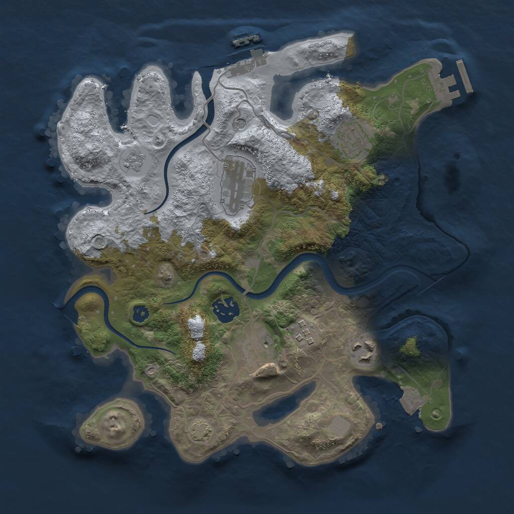 Rust Map: Procedural Map, Size: 3000, Seed: 26345, 12 Monuments