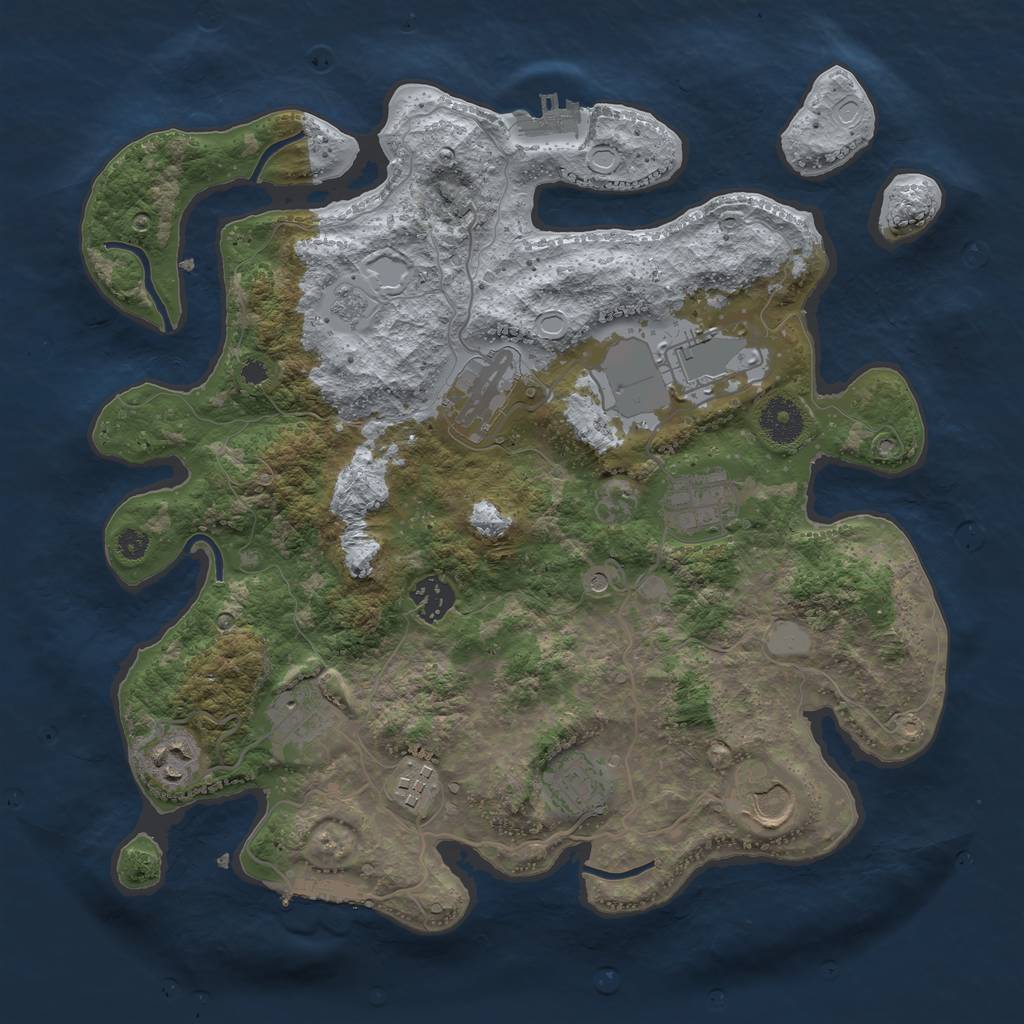 Rust Map: Procedural Map, Size: 3500, Seed: 152935815, 16 Monuments