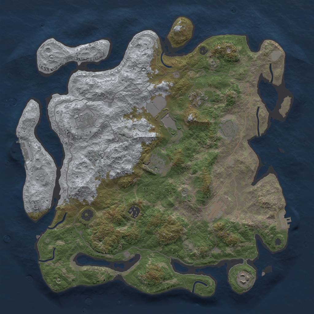 Rust Map: Procedural Map, Size: 4000, Seed: 15504091, 16 Monuments