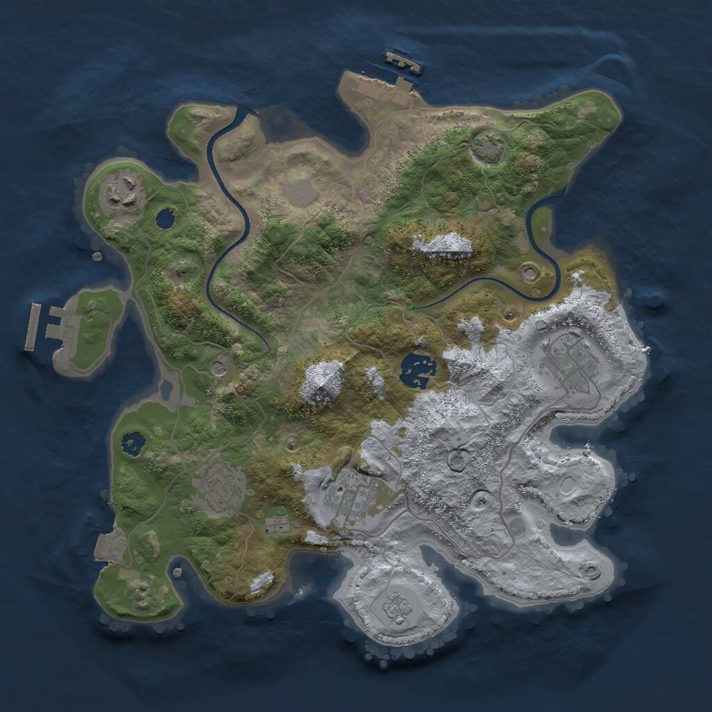 Rust Map: Procedural Map, Size: 3000, Seed: 15625, 11 Monuments