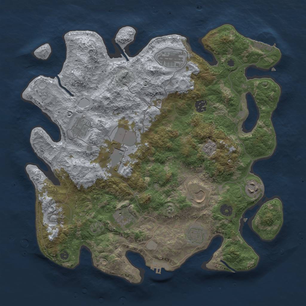Rust Map: Procedural Map, Size: 3700, Seed: 1249135290, 17 Monuments