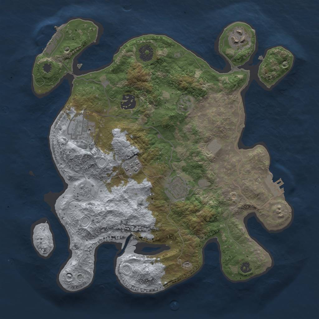 Rust Map: Procedural Map, Size: 3000, Seed: 4392, 11 Monuments