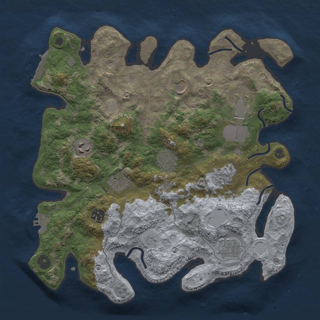 Rust Map: Procedural Map, Size: 3500, Seed: 42042, 16 Monuments