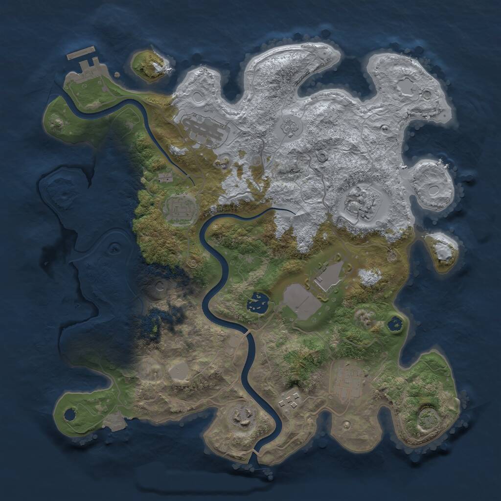 Rust Map: Procedural Map, Size: 3500, Seed: 864467731, 13 Monuments