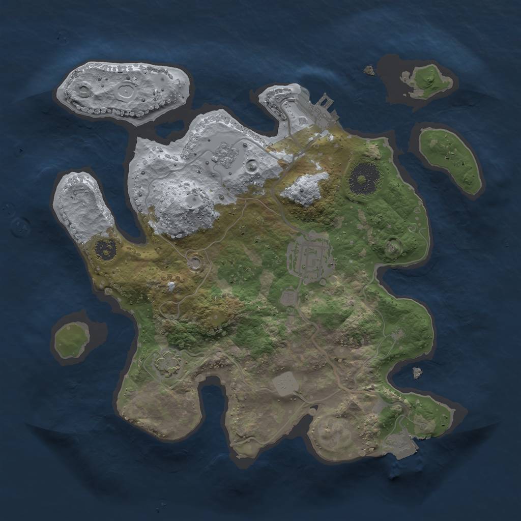 Rust Map: Procedural Map, Size: 2500, Seed: 15555, 7 Monuments