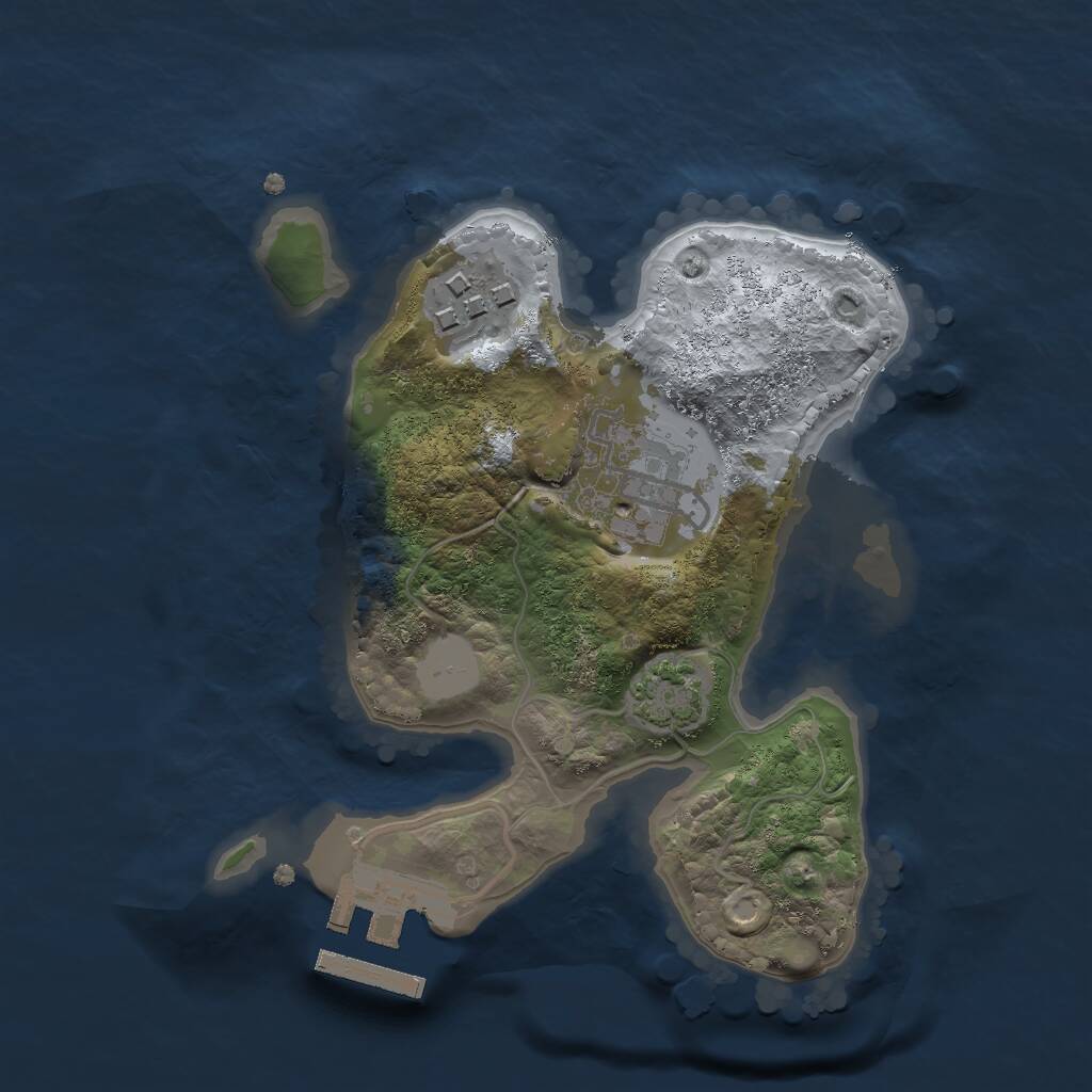 Rust Map: Procedural Map, Size: 2000, Seed: 1812914135, 5 Monuments