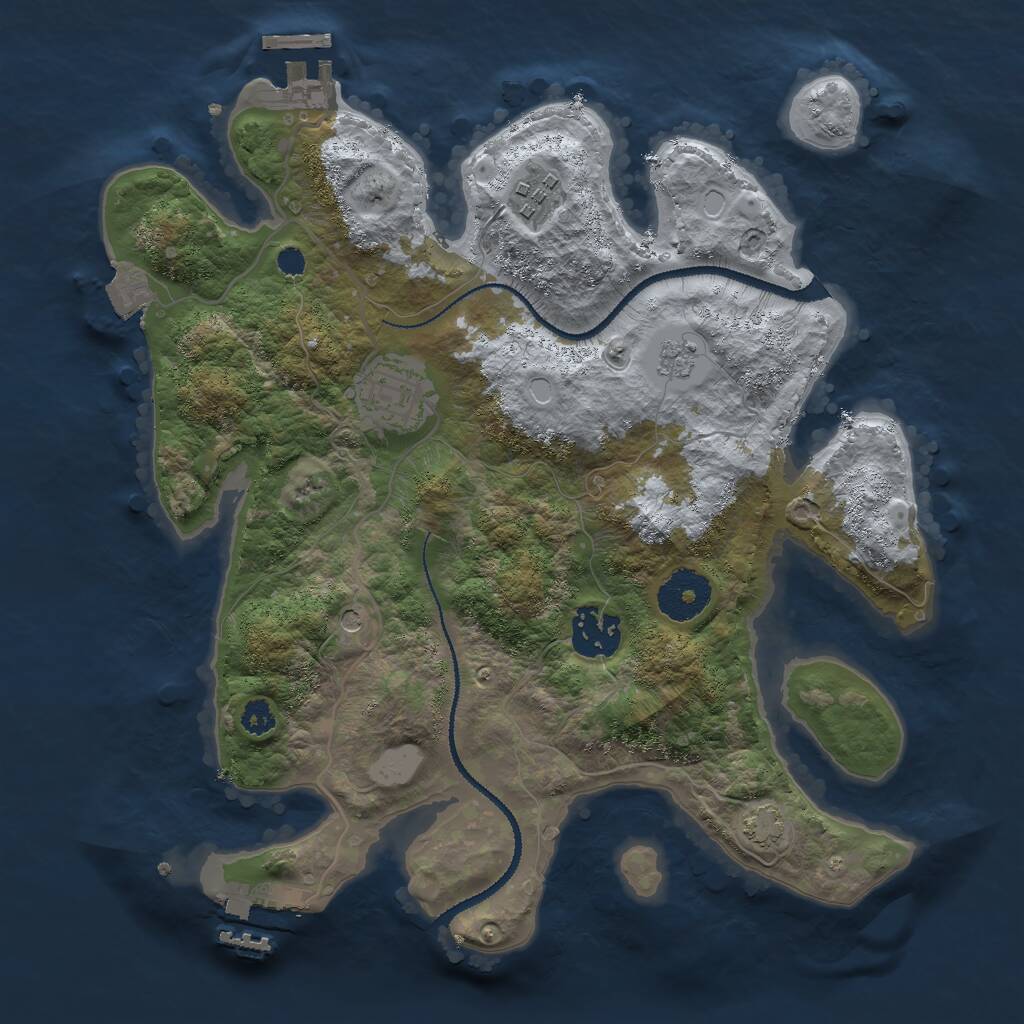 Rust Map: Procedural Map, Size: 3000, Seed: 1812914135, 9 Monuments