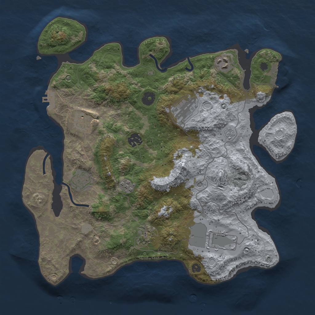 Rust Map: Procedural Map, Size: 3500, Seed: 784838544, 15 Monuments