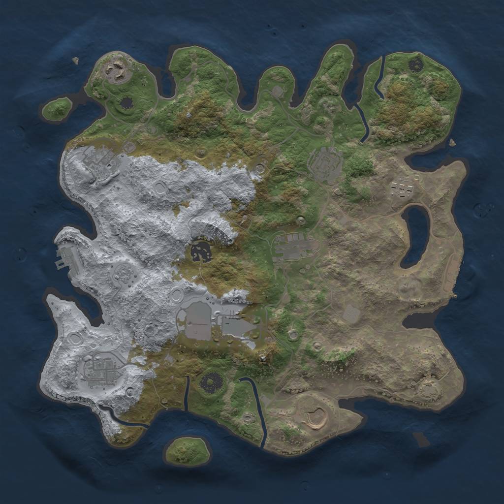 Rust Map: Procedural Map, Size: 3500, Seed: 759591753, 17 Monuments