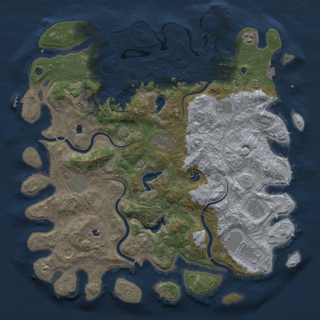 Rust Map: Procedural Map, Size: 4500, Seed: 5656111, 16 Monuments