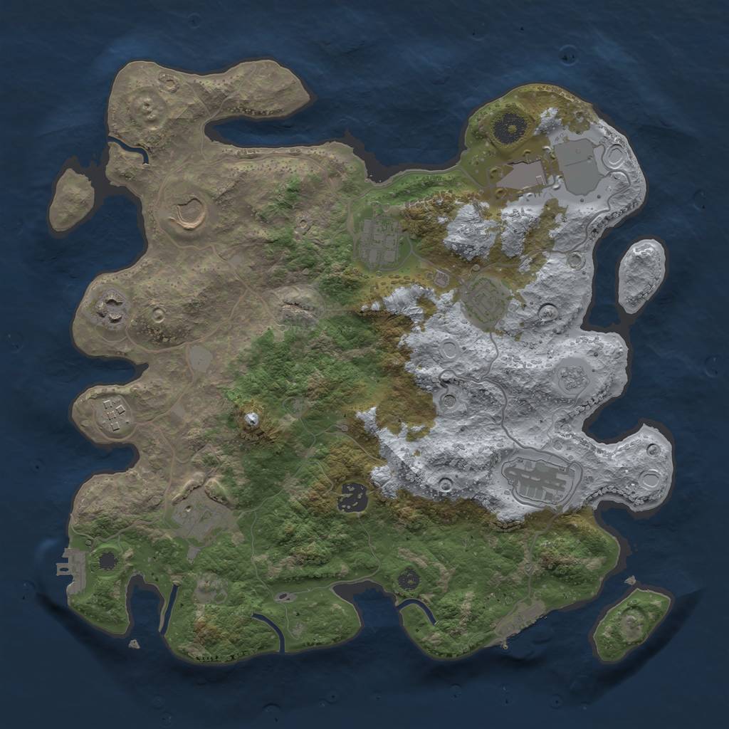 Rust Map: Procedural Map, Size: 3500, Seed: 19660, 16 Monuments