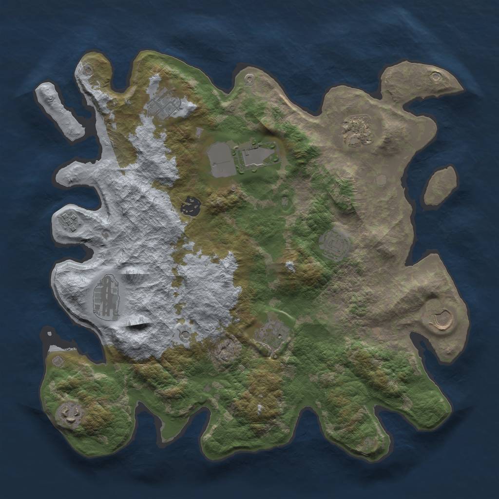 Rust Map: Barren, Size: 3750, Seed: 67922976, 13 Monuments