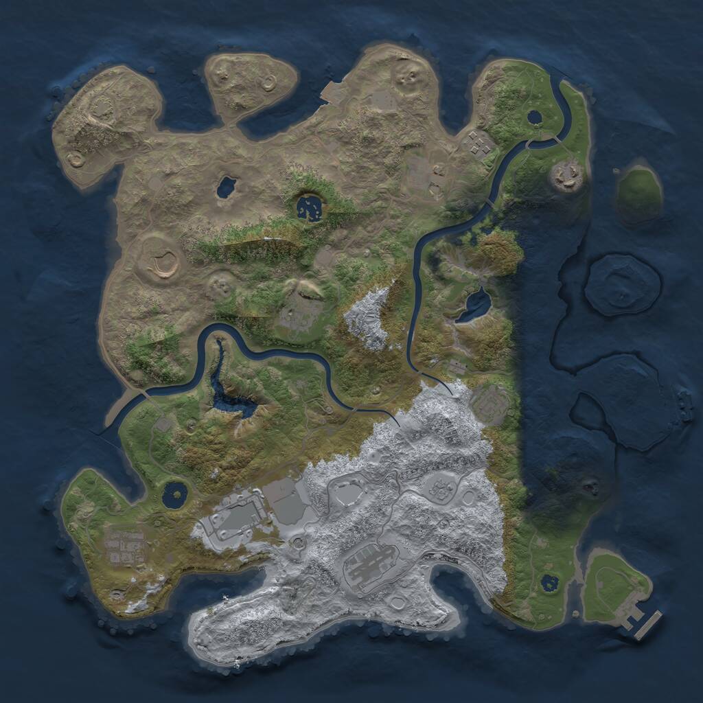 Rust Map: Procedural Map, Size: 4000, Seed: 16291636, 16 Monuments