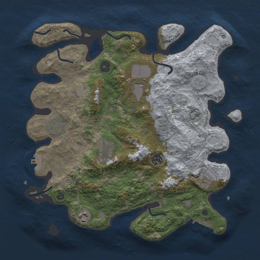 Rust Map: Procedural Map, Size: 3500, Seed: 1269882773, 14 Monuments