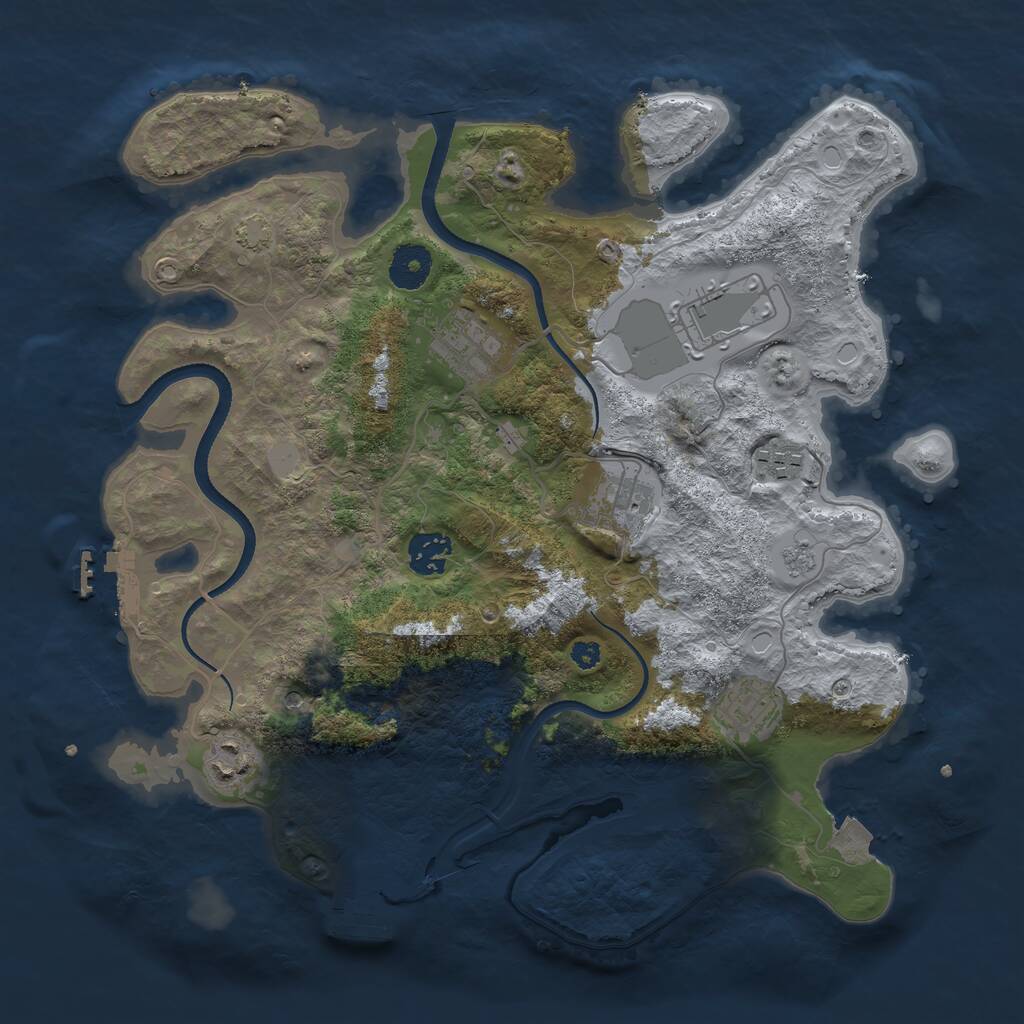 Rust Map: Procedural Map, Size: 3500, Seed: 1269882773, 13 Monuments
