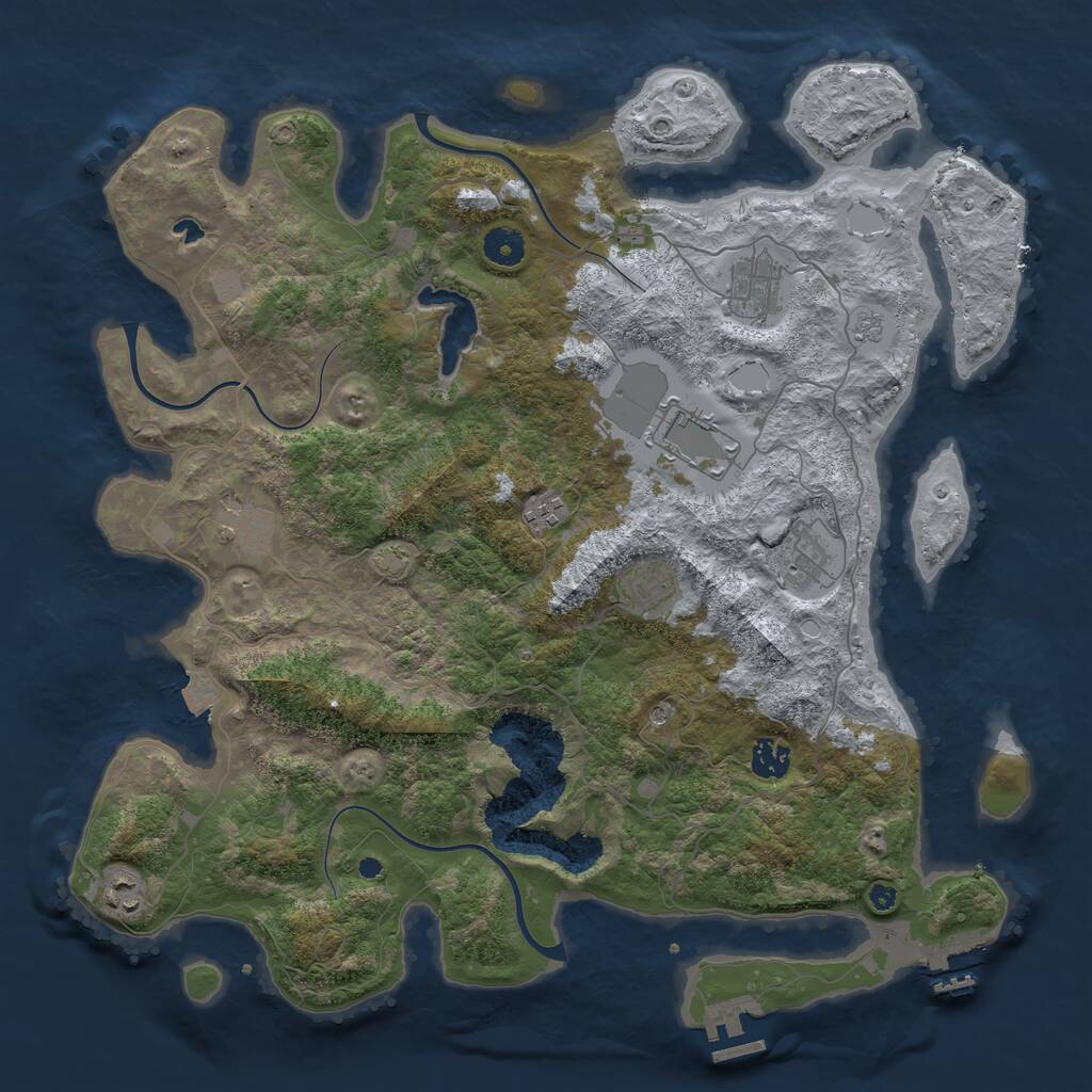Rust Map: Procedural Map, Size: 4096, Seed: 1549651168, 14 Monuments