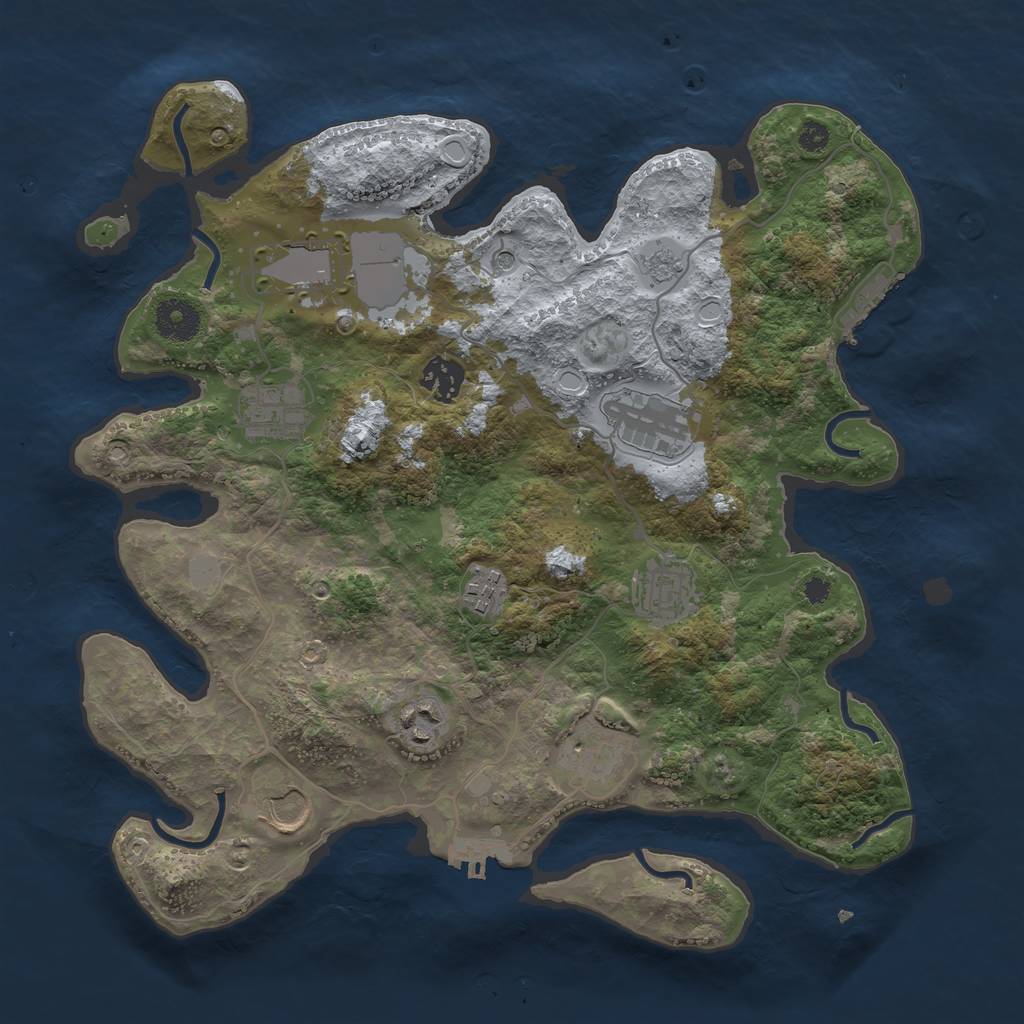 Rust Map: Procedural Map, Size: 3500, Seed: 2042931868, 16 Monuments