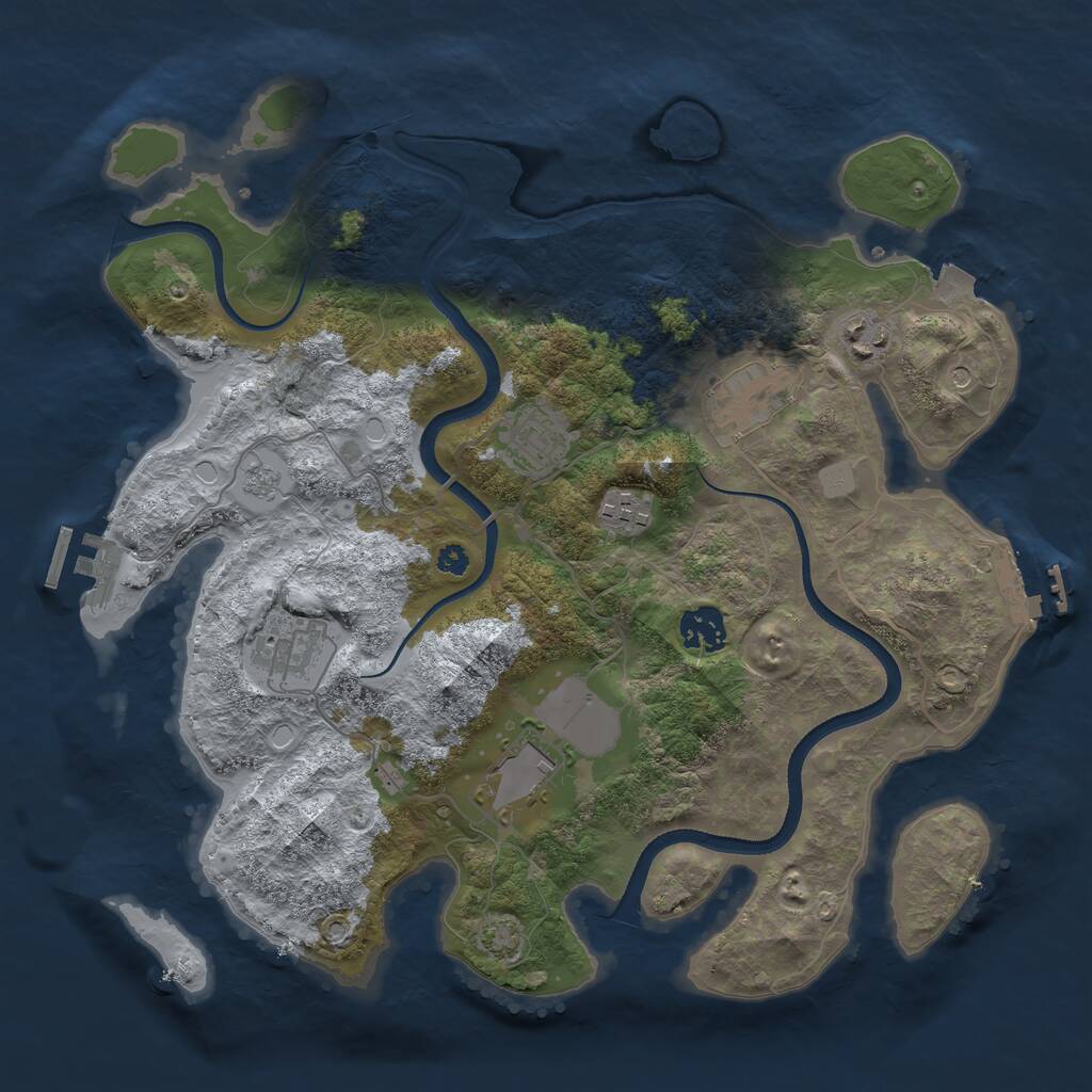 Rust Map: Procedural Map, Size: 3500, Seed: 315995328, 13 Monuments