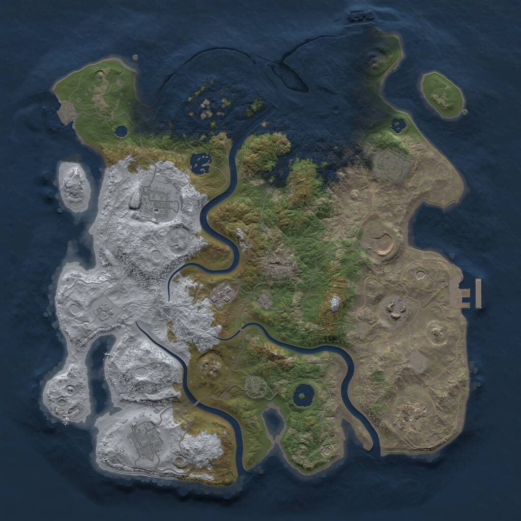Rust Map: Procedural Map, Size: 3550, Seed: 743134, 14 Monuments