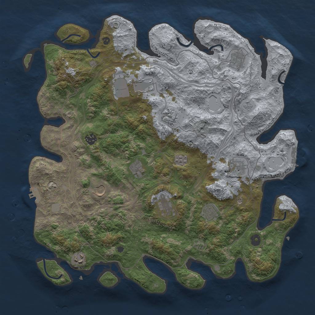 Rust Map: Procedural Map, Size: 4250, Seed: 1511129707, 18 Monuments