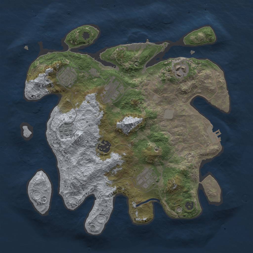 Rust Map: Procedural Map, Size: 3000, Seed: 1941461335, 11 Monuments