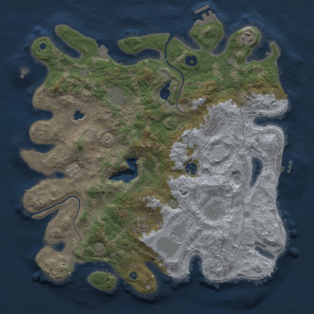 Rust Map: Procedural Map, Size: 4000, Seed: 19974, 14 Monuments