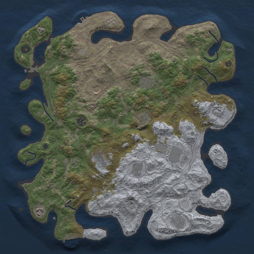 Rust Map: Procedural Map, Size: 4250, Seed: 754924247, 18 Monuments
