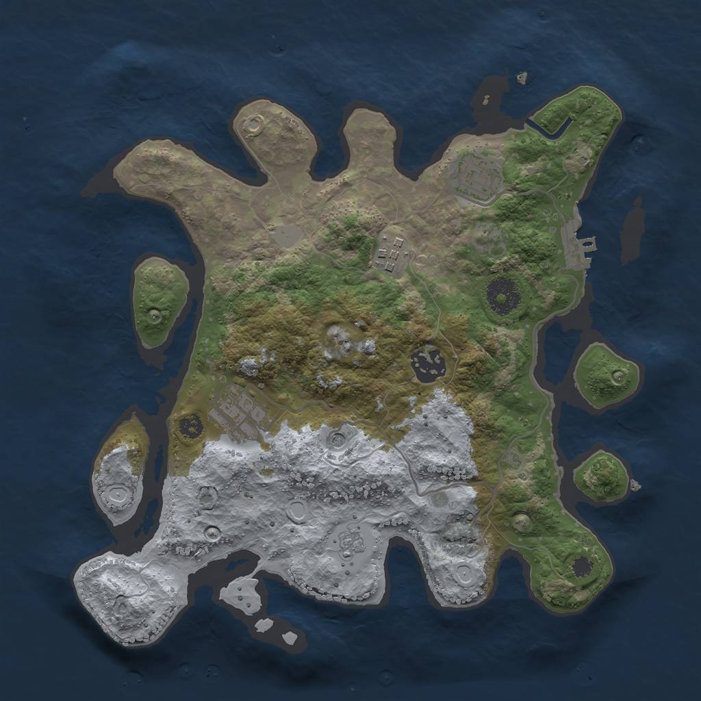 Rust Map: Procedural Map, Size: 3000, Seed: 1970385, 10 Monuments