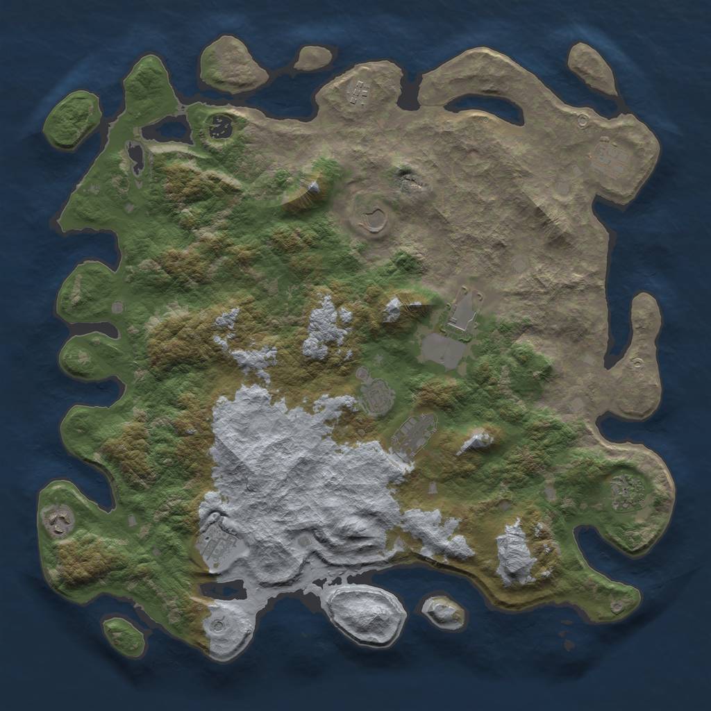 Rust Map: Barren, Size: 4500, Seed: 132884633, 13 Monuments