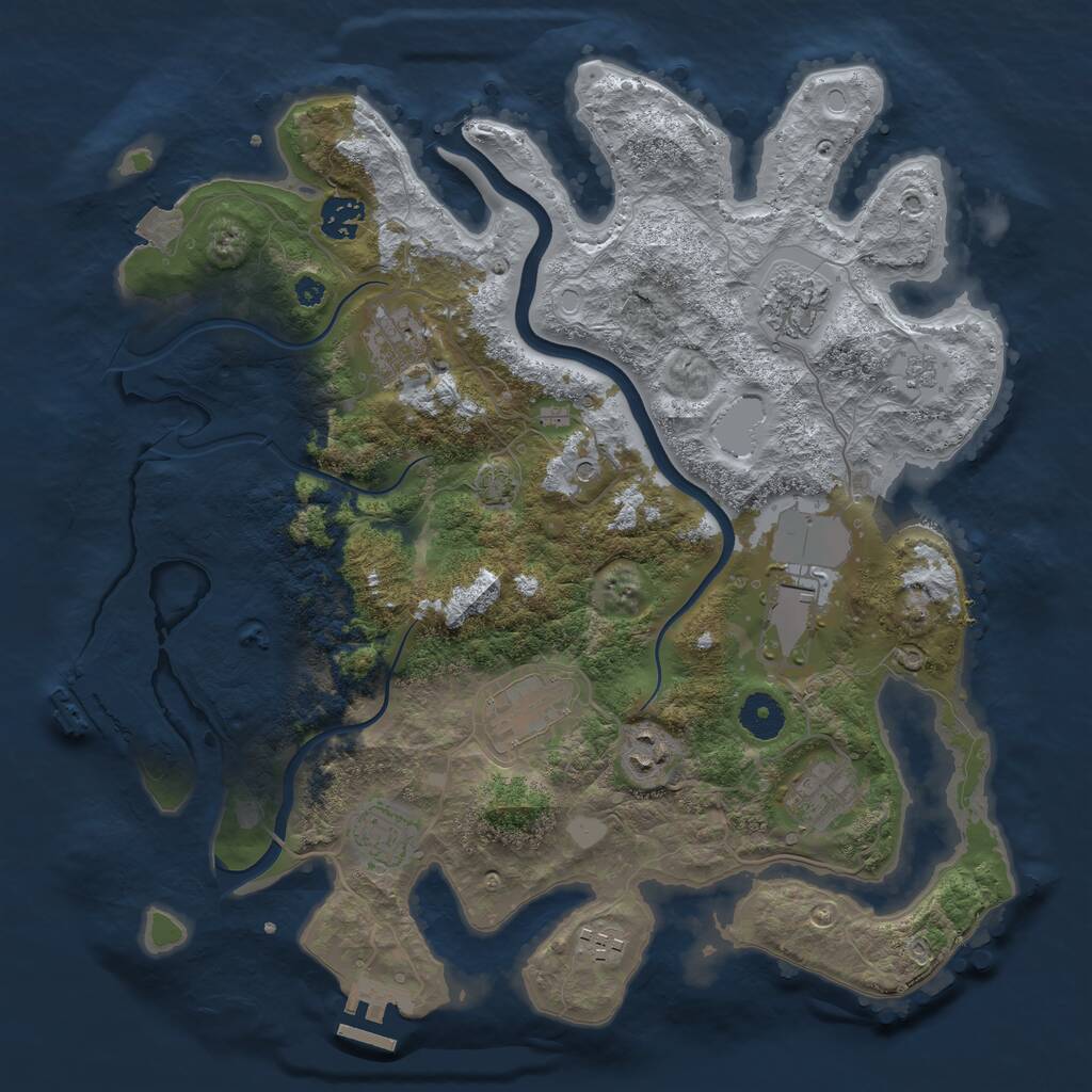 Rust Map: Procedural Map, Size: 3700, Seed: 5069, 15 Monuments