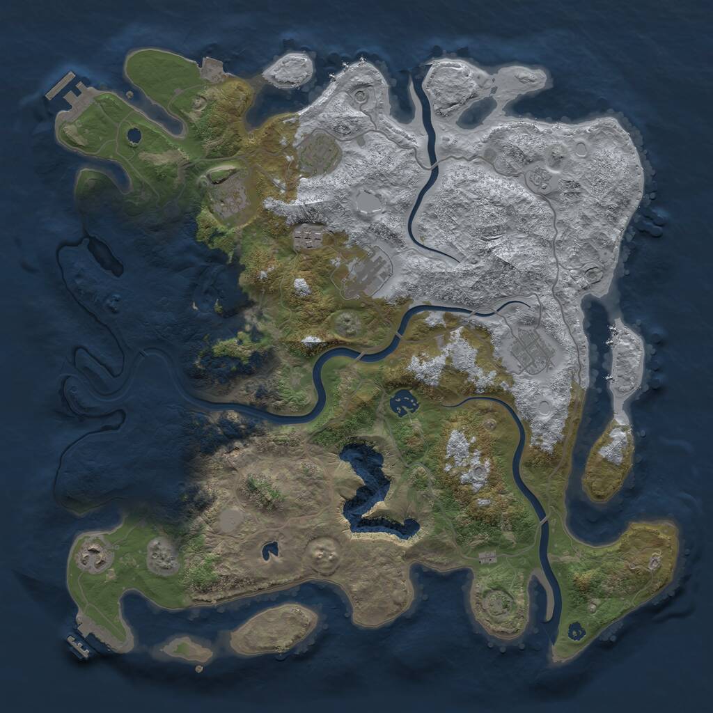 Rust Map: Procedural Map, Size: 4000, Seed: 645897, 13 Monuments
