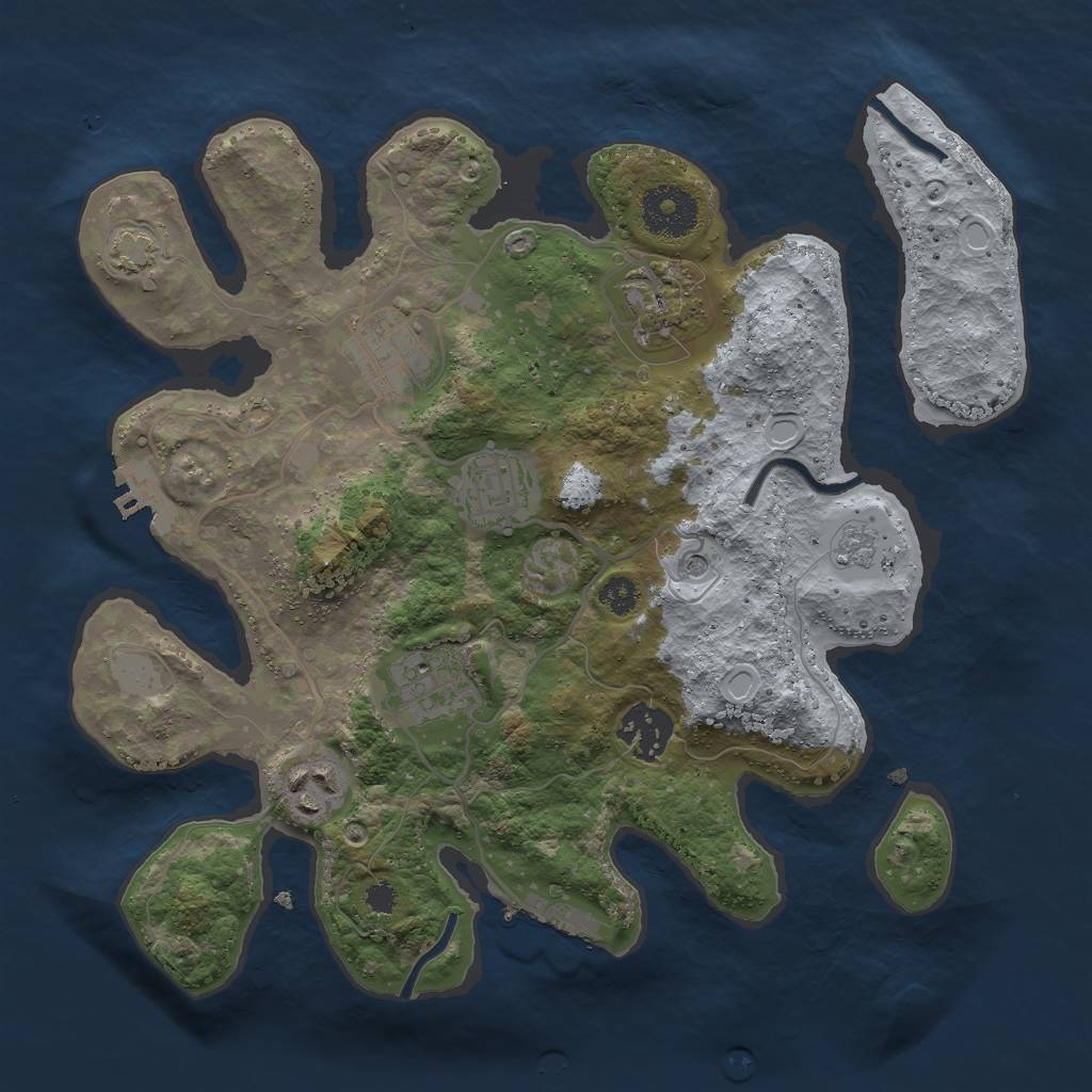 Rust Map: Procedural Map, Size: 3000, Seed: 31577, 14 Monuments