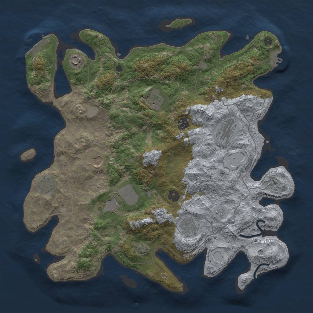 Rust Map: Procedural Map, Size: 4000, Seed: 1841487834, 16 Monuments