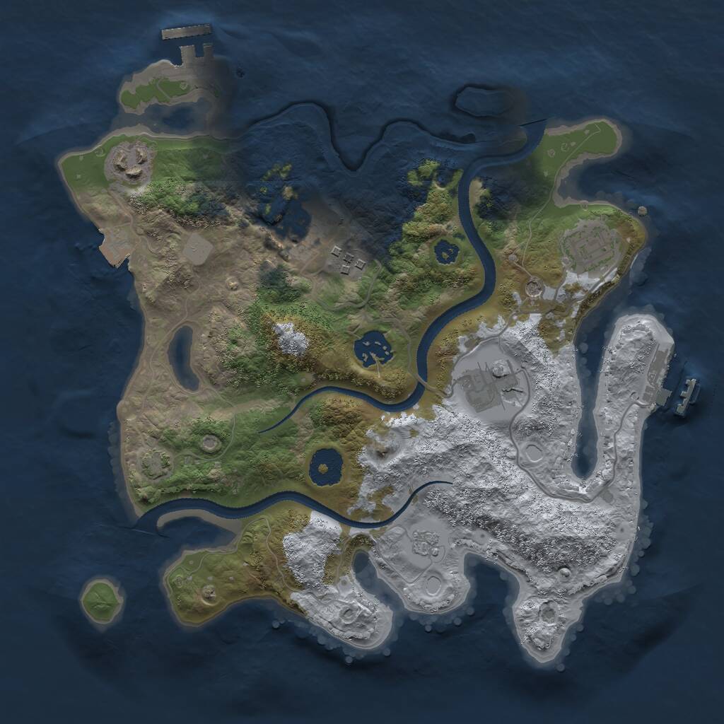 Rust Map: Procedural Map, Size: 3000, Seed: 32386, 12 Monuments