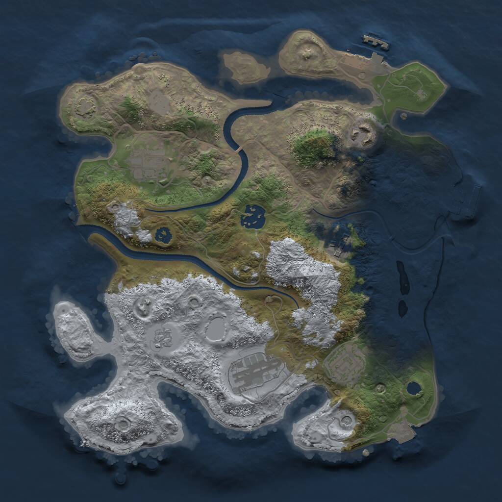 Rust Map: Procedural Map, Size: 3000, Seed: 16583, 12 Monuments