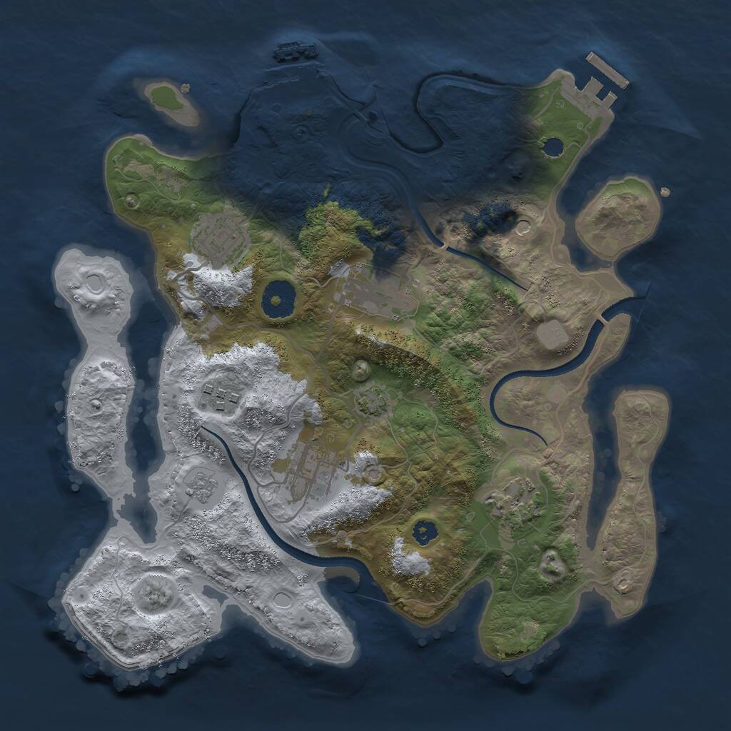 Rust Map: Procedural Map, Size: 3000, Seed: 174546863, 11 Monuments