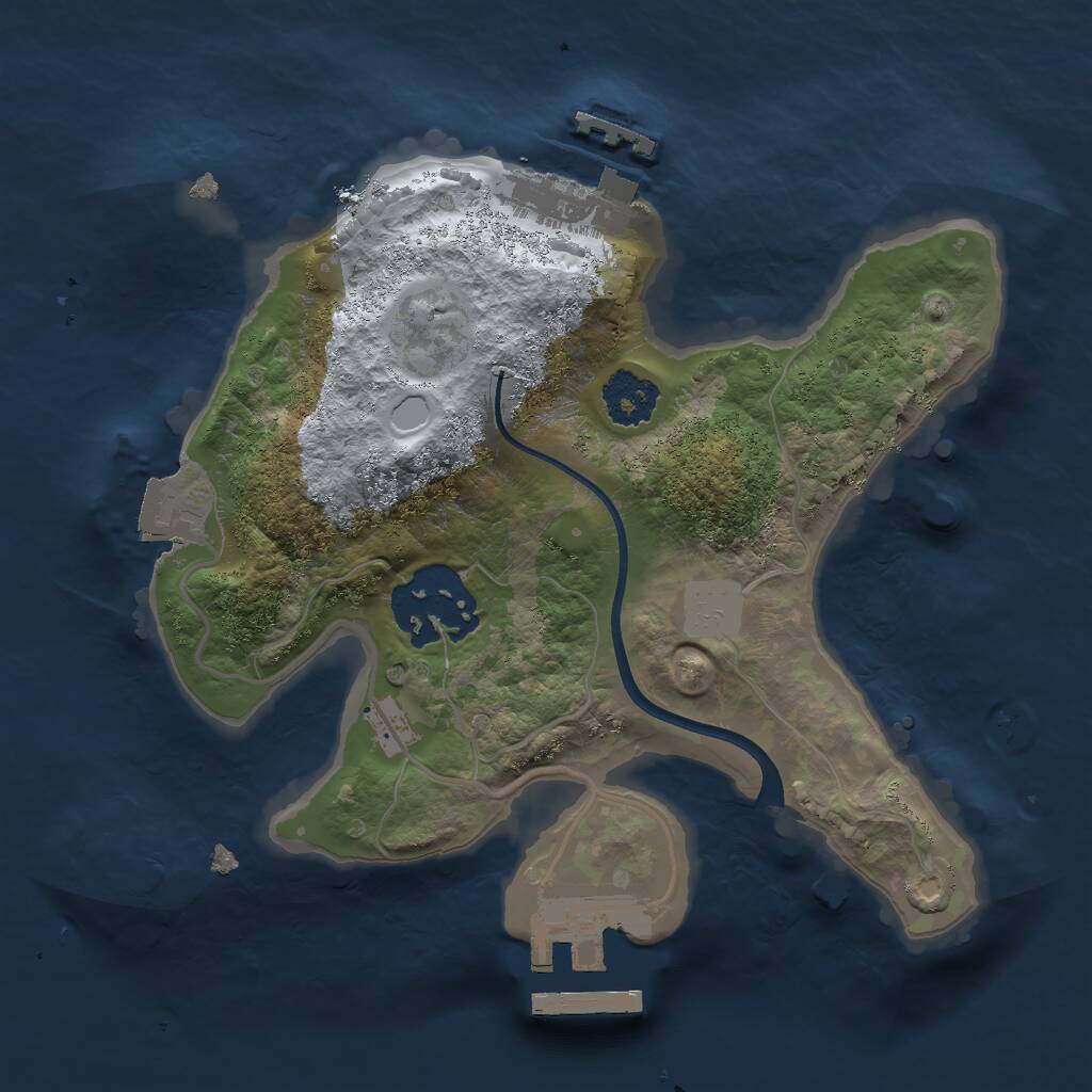 Rust Map: Procedural Map, Size: 2000, Seed: 7034, 4 Monuments