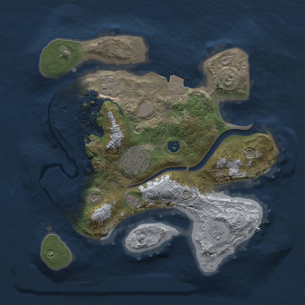 Rust Map: Procedural Map, Size: 2500, Seed: 31960, 5 Monuments