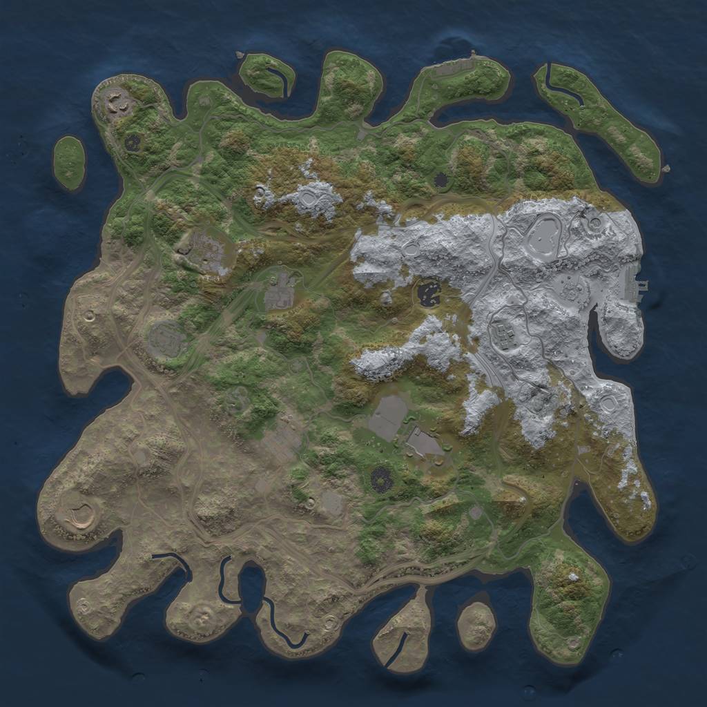 Rust Map: Procedural Map, Size: 4250, Seed: 3456789, 16 Monuments