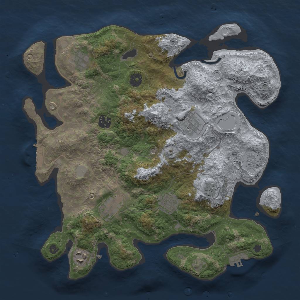 Rust Map: Procedural Map, Size: 3400, Seed: 2080499182, 14 Monuments