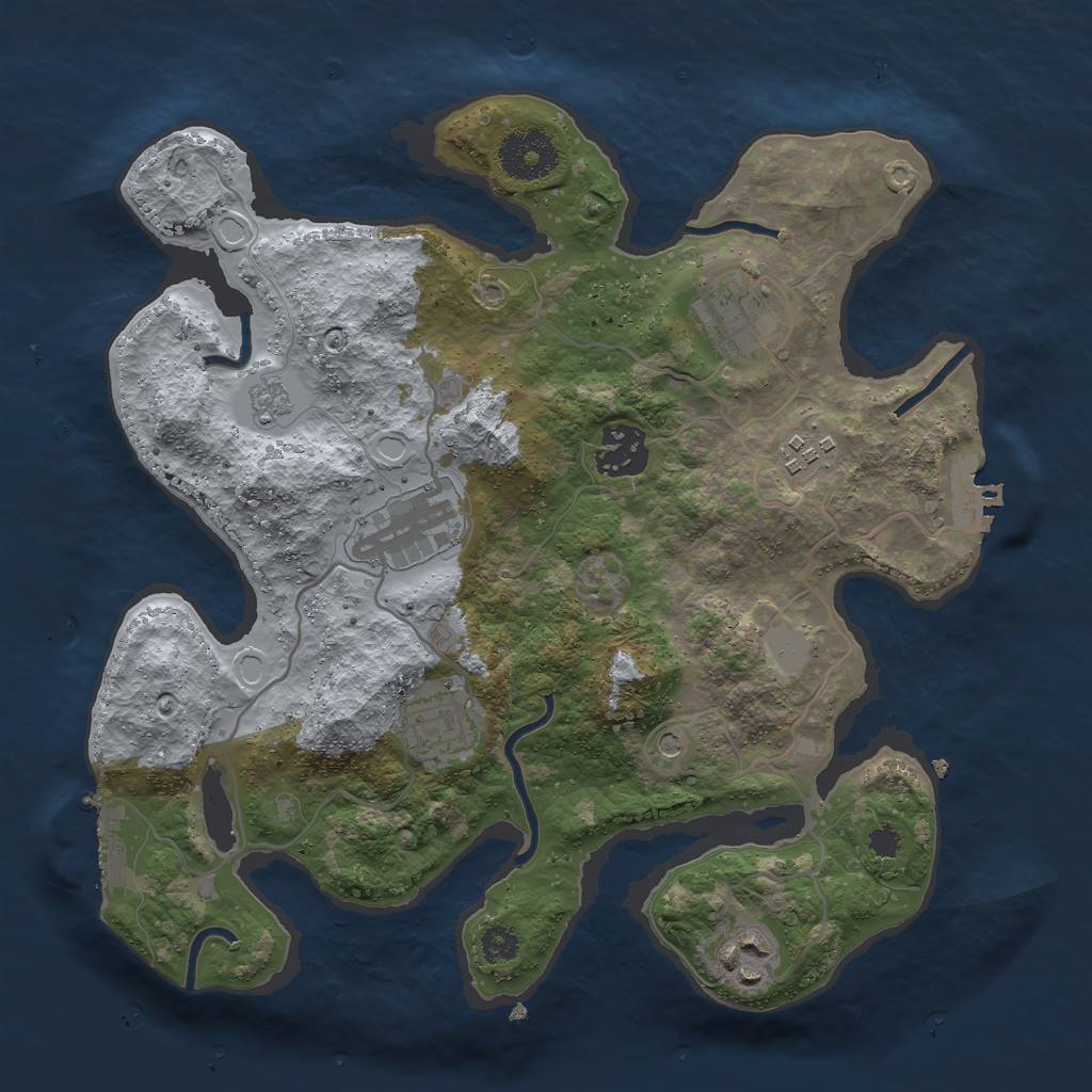 Rust Map: Procedural Map, Size: 3000, Seed: 1932402834, 13 Monuments
