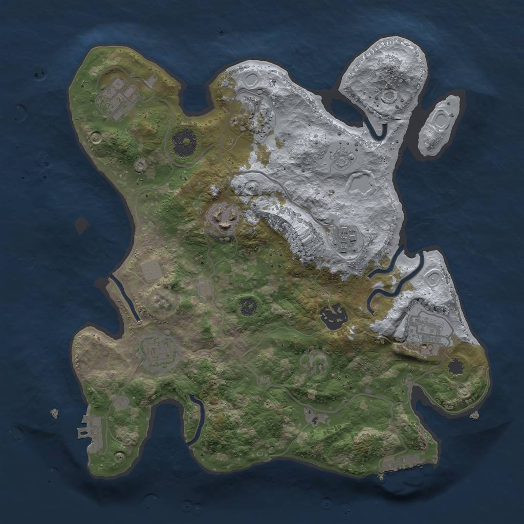 Rust Map: Procedural Map, Size: 3000, Seed: 23662, 13 Monuments