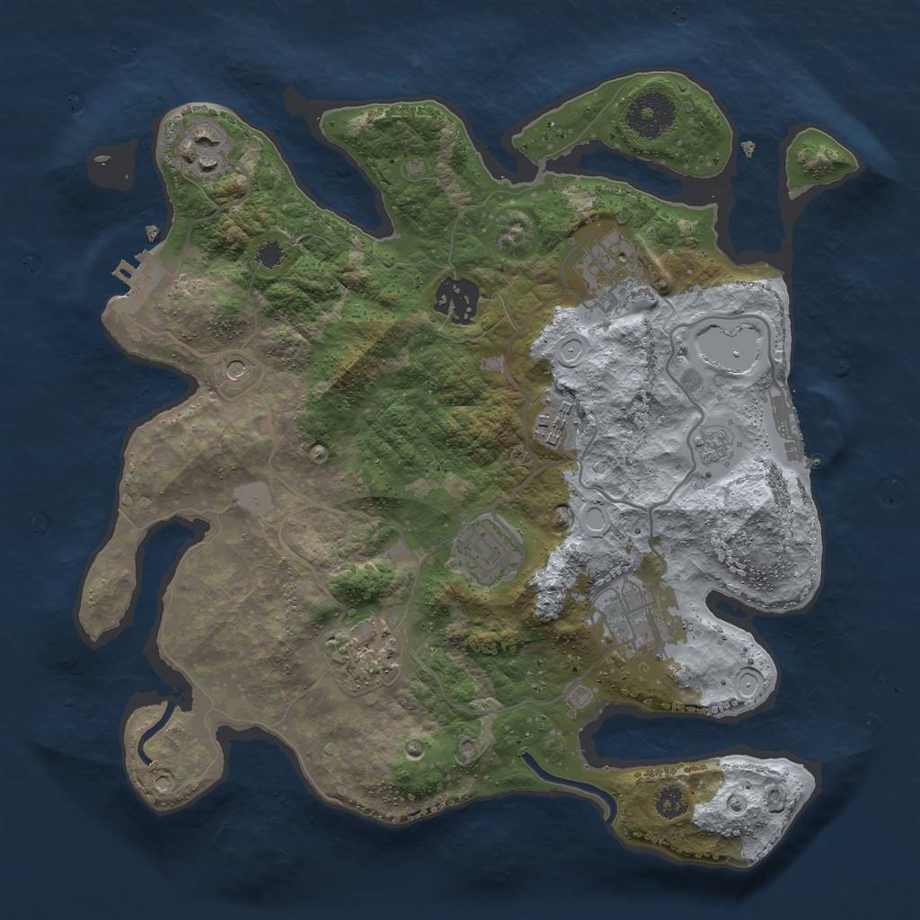 Rust Map: Procedural Map, Size: 3000, Seed: 10728, 14 Monuments