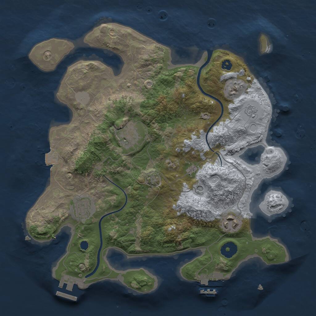 Rust Map: Procedural Map, Size: 3000, Seed: 1785063, 9 Monuments