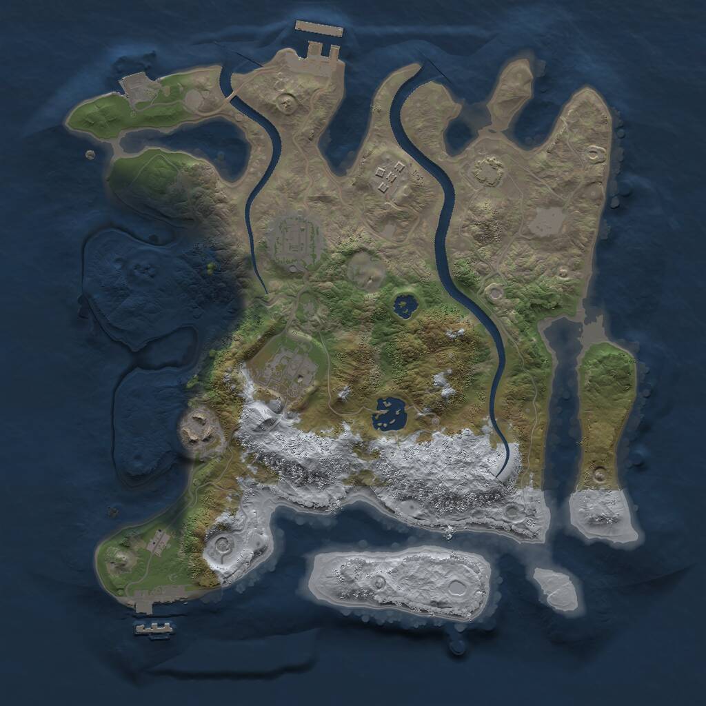 Rust Map: Procedural Map, Size: 3000, Seed: 18923, 10 Monuments